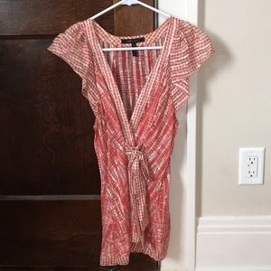 BCBGMAXAZRIA Silk Sleeveless Wrap Top - Size S